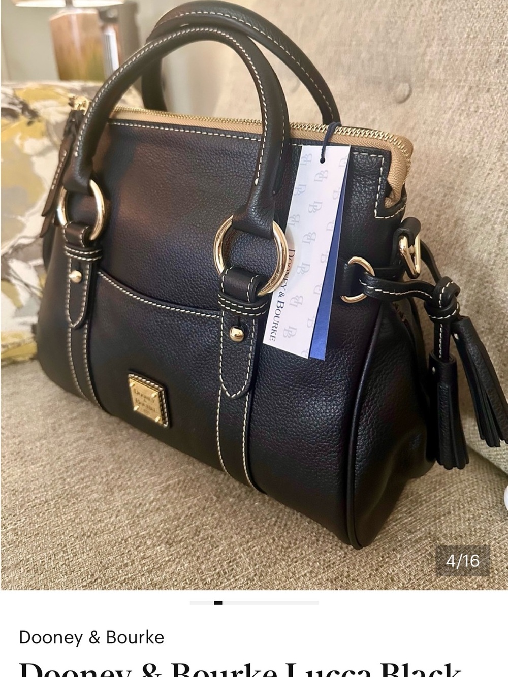 Dooney & Bourke Black Leather Satchel with Matching Continental Wallet - Picture 4 of 16